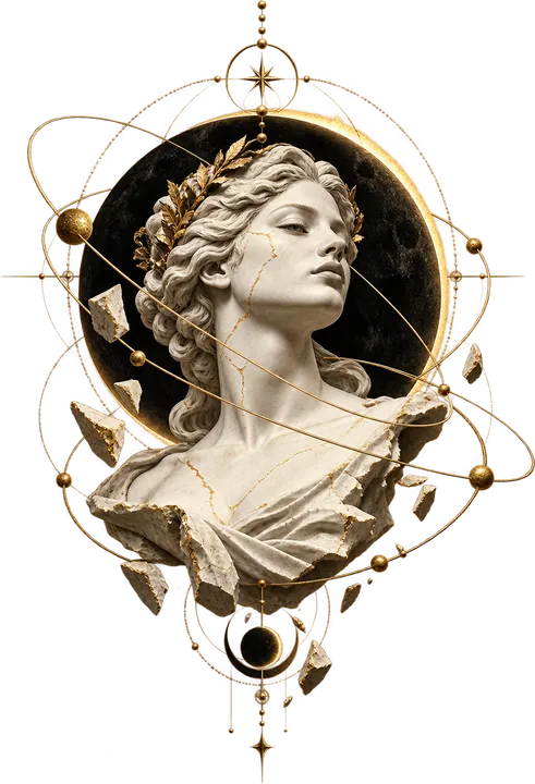 Kintsugi Marble Muse tee design